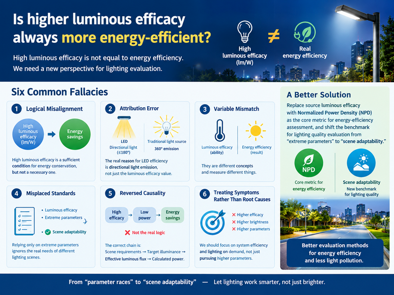 Uma maior eficácia luminosa é sempre mais eficiente em termos energéticos?
