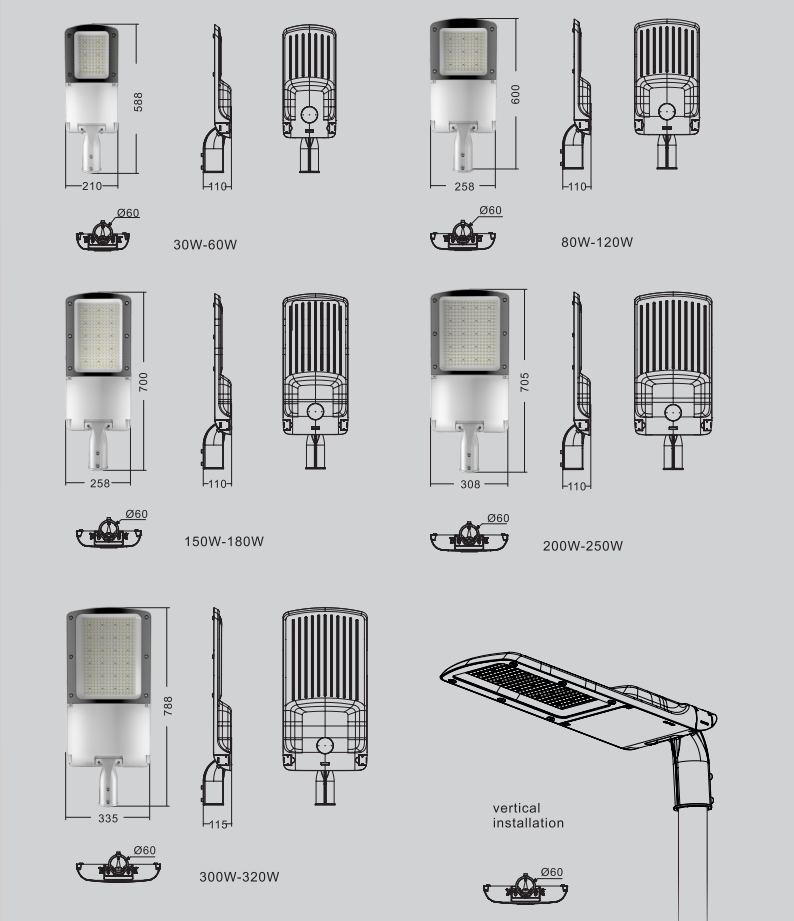 50w led street light head